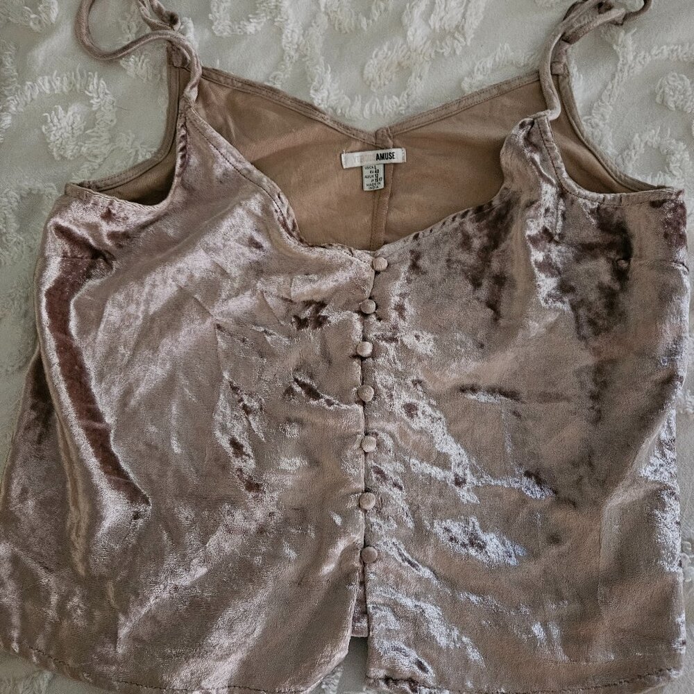 Suede blush colored camisole top